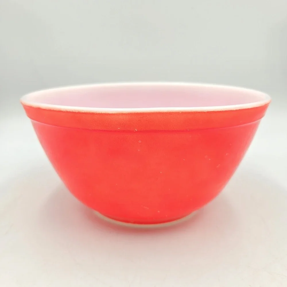 Vintage Pyrex 402 Red Mixing Bowl Rare 1940s Primary Medium Bowl EUC Grandmacore